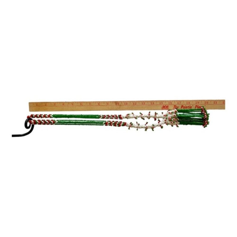 Multi Strand Red, Green, White Beaded Tassel Tribal Style Necklace 20” Drop - Picture 9 of 10